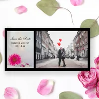 Pink Gerbera Daisy and Buttons Wedding Save The Date