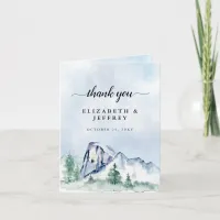 Rustic Watercolor Mountains Pine Thank You Card