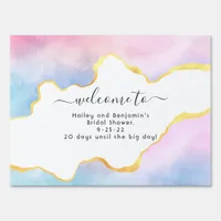 Rainbow and Gold Agate Welcome Sign