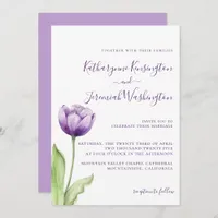 Minimalist Lavender Purple Tulip Wedding Invitation