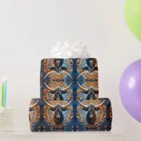 Vibrant Ox portrait with Floral Motifs Wrapping Paper