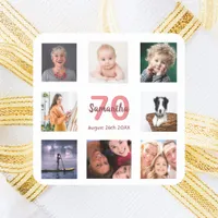 70th birthday party photo collage square sticker