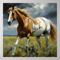 A Gorgeous Pinto Horse in the Meadow Poster