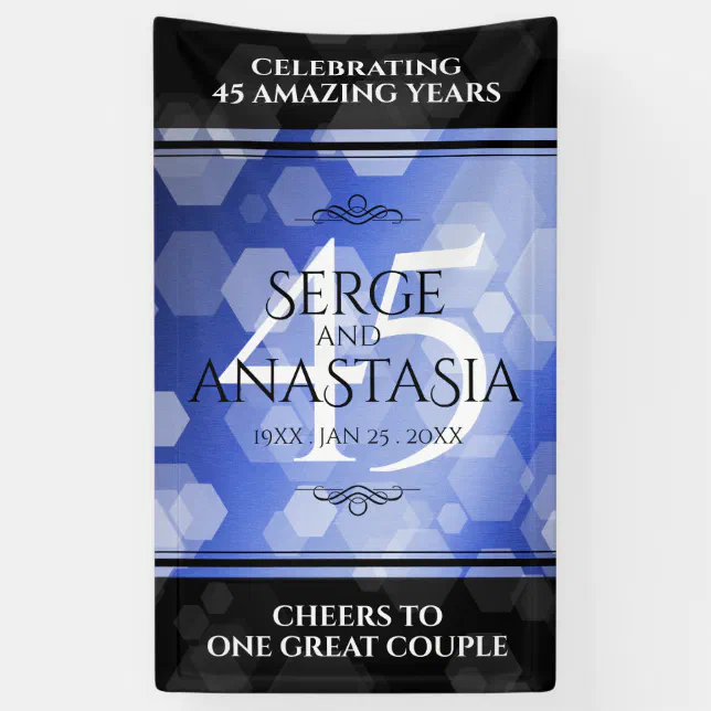 Elegant 45th Sapphire Wedding Anniversary Banner