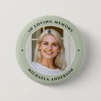 In Loving Memory Custom Text Photo Memorial Button