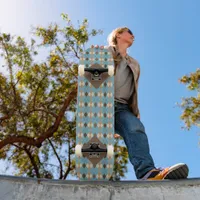 Blue and Brown Classic Pattern Skateboard