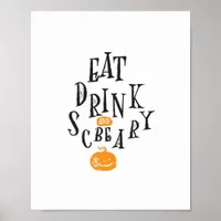 Eat Drink And Be Scary Happy Halloween Vintage Coo Poster