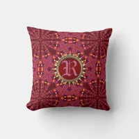 Groovy Pink Orange Batik Monogram Cushion / Pillow