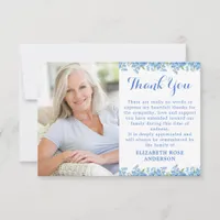 Forget Me Not Funeral Modern Photo Floral Memorial Thank You Card