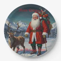 Festive Father Christmas Santa Paper Plates