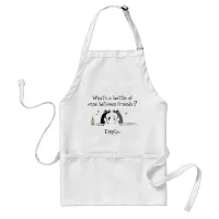 Bottle of Wine Between Friends Funny Cat Adult Apron