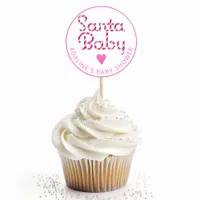 Santa Baby Pink Candy Cane Baby Shower Sticker