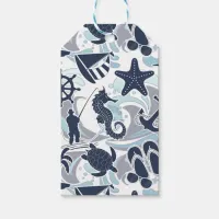 Nautical Beach Pattern Navy ID839 Gift Tags