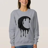 Gothic Witch Black Dripping Moon Silhouette Sweatshirt