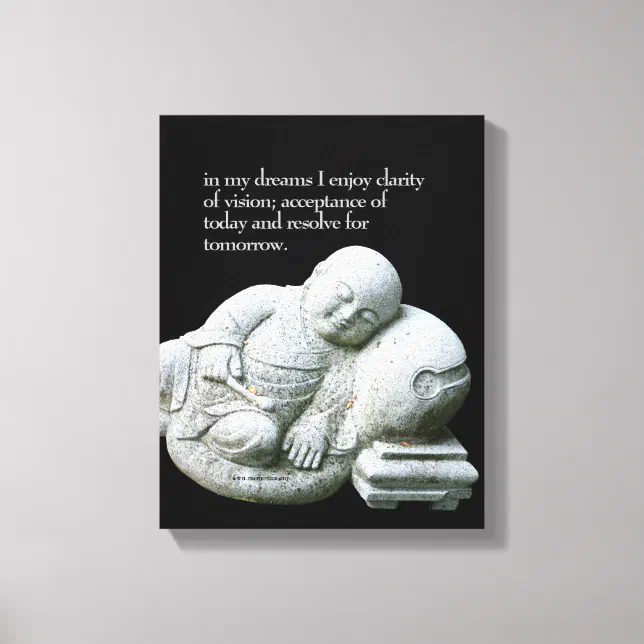 Cute Peaceful Sleeping Young Monk Stone Sculpture Canvas Print