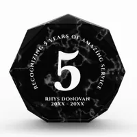 Elegant Black Marble 5 Years Work Anniversary Photo Block