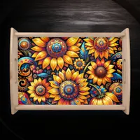 Beautiful Hyperrealistic Sunflower Art   Serving Tray