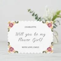 Elegant Pressed Wildflower Flower Girl Proposal Card