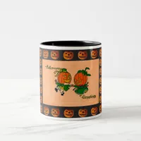 Vintage Dancing Jack o' Lanterns Two-Tone Coffee Mug