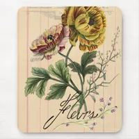 Vintage French Flowers Digital Collage Mouse Pad
