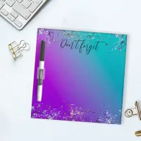 Glam Faux Foil Accents On Purple To Teal Gradient Dry Erase Board