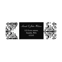 black and white damask address label