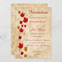 Rustic,maple leaves fall invitations