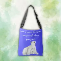 Polar bear mom with her cub | crossbody bag