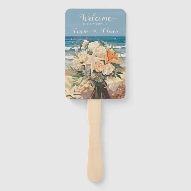 Seaside Theme Wedding Program Set of Fans