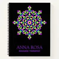 *~* Powerful Neon Mandala Neon Blue Yellow Magenta Notebook