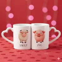 Sheep 羊 Pig 猪 Chinese Zodiac Coffee Mug Set