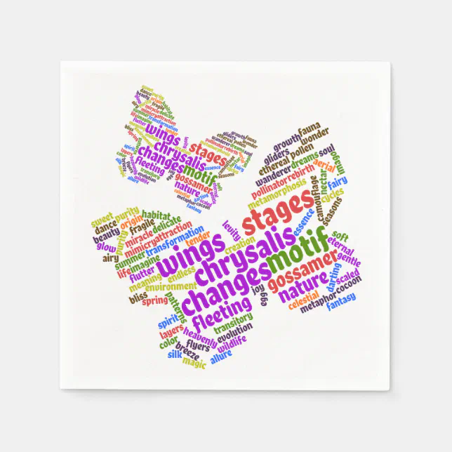 Inspirational Elegant Butterfly Tag Cloud Paper Napkins