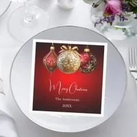 Christmas party red gold baubles dinner napkins