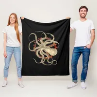 Steampunk Octopus & Rusty Clockwork Gear  Fleece Blanket