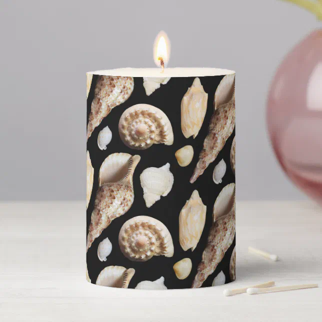 Tropical Vintage Seashells of Southeast Asia Pillar Candle