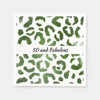 50 and Fabulous Green Cheetah Print Abstract Napkins