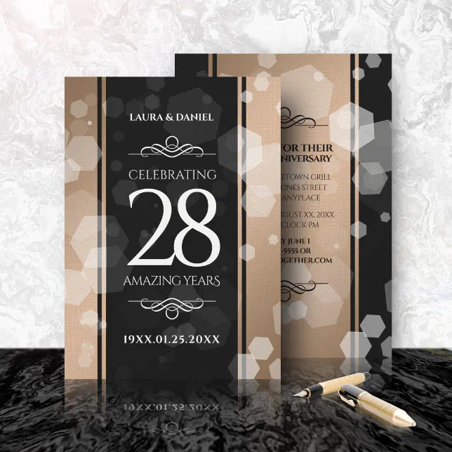 Elegant 28th Linen Wedding Anniversary Celebration Invitation