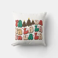 Fa la la la Retro Groovy Christmas Holidays Throw Pillow