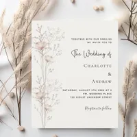 Wildflowers beige boho wedding invitation