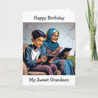 Video Gaming Themed Birthday for a Grandson Card