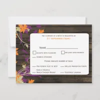 Barn wood Rustic plum leaves fall wedding RSVP