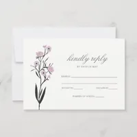 Purple Watercolor Floral Spring Wedding rsvp