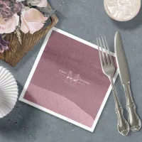 Calligraphy Monogram Wedding Mauve ID771 Napkins