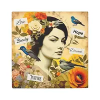 Hope, Love, Beauty, Dream Vintage Lady Metal Print