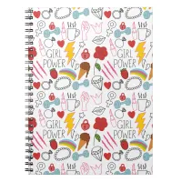 Cute Whimsical Girl Power Doodle Retro Notebook