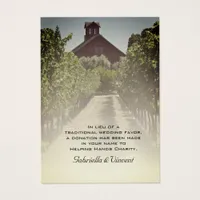 Vineyard and Rustic Red Barn Wedding Charity Favor
