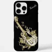 Golden Guitar Creates Radiant Harmony iPhone 16 Pro Max Case