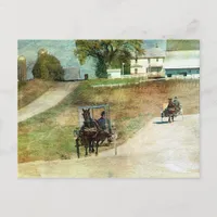 Three Amish Buggies Postcard