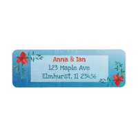 Pretty Red Flower and Blue Return Address Labels