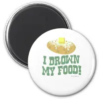 I Drown My Food Fun Food Cartoon Art Magnet